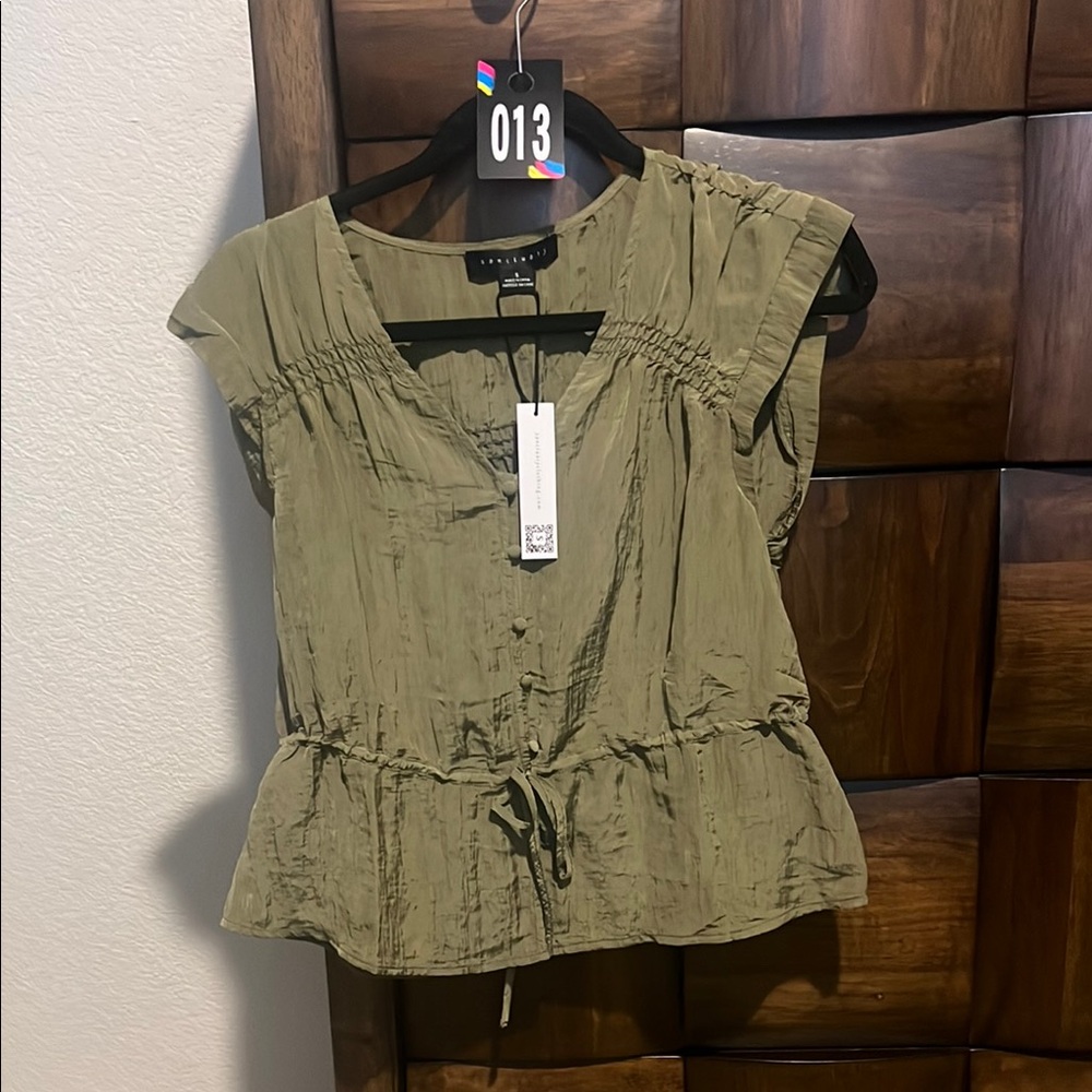 #13 Sanctuary Green Smocked Peplum Blouse